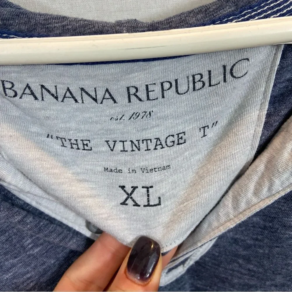 Men’s Banana RepublicThe‎ Vinatge Tee Hooded Henley Long Sleeve Size XL